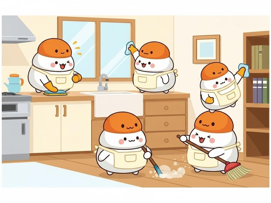 鏡餅の妖精が大掃除をしてくれる