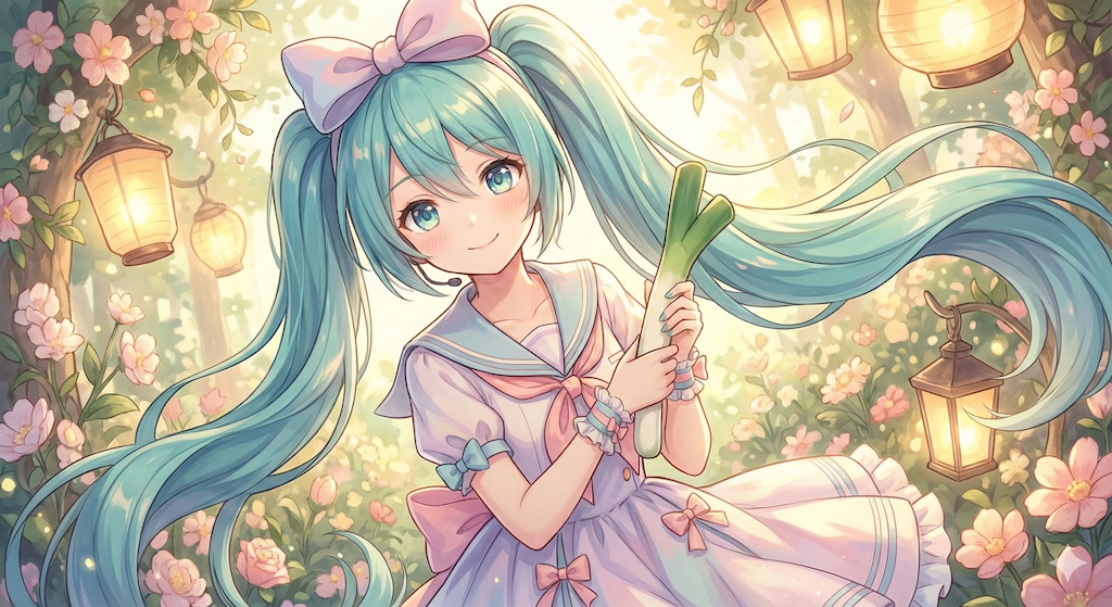 自慢のネギとミクさん