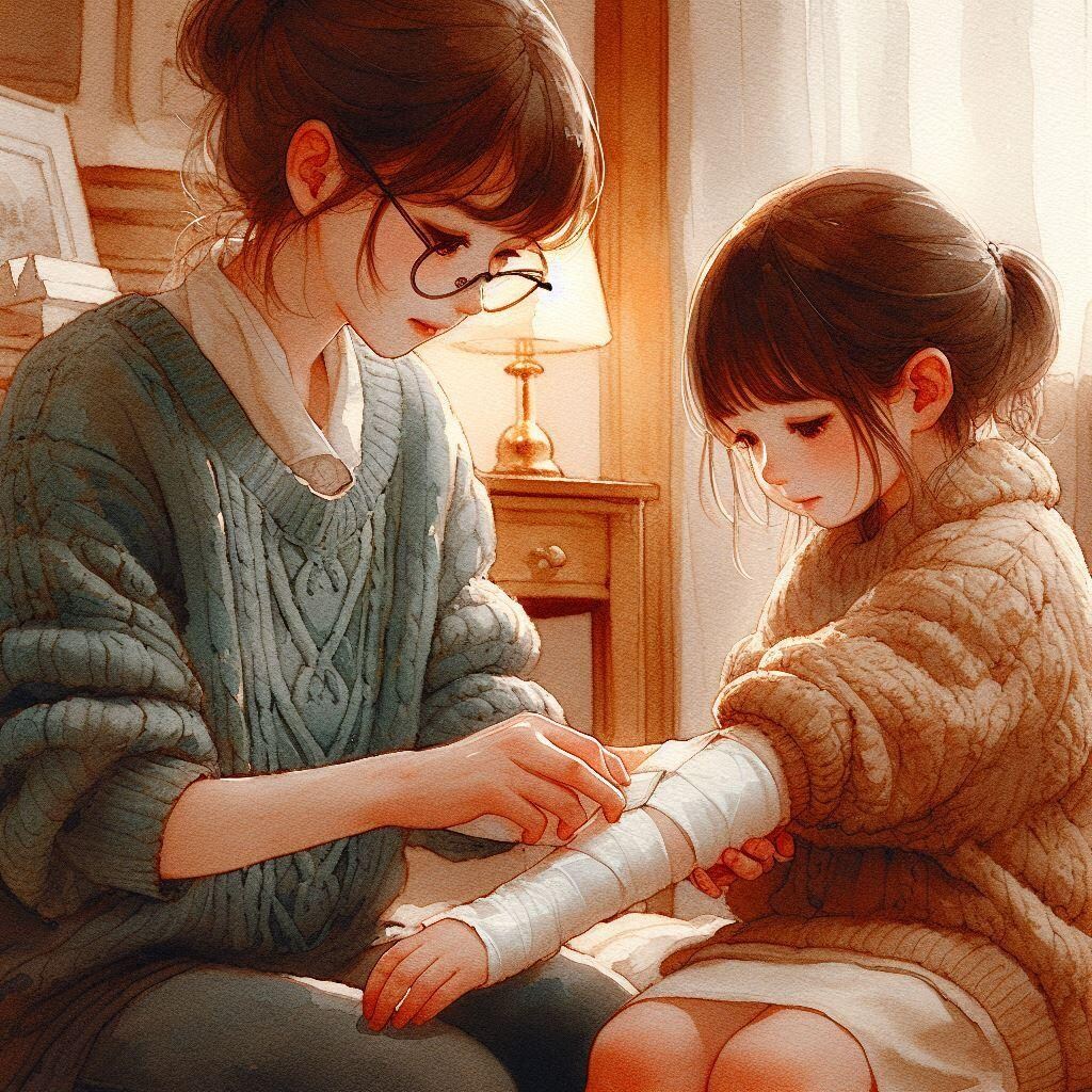 妹に何かをまく