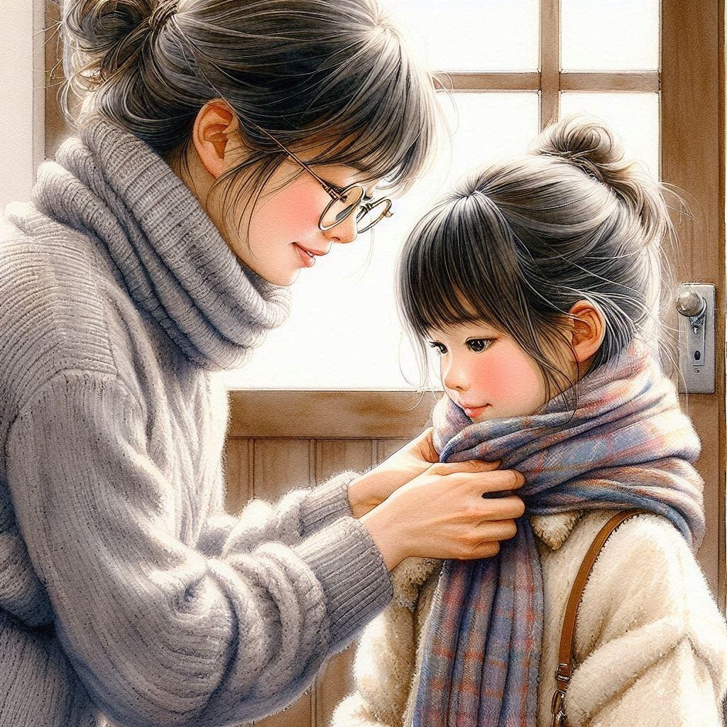 妹に何かをまく