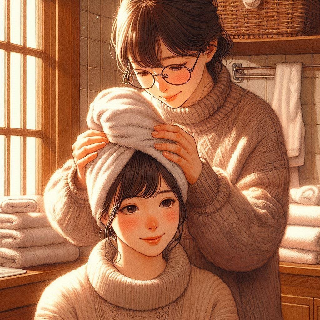 妹に何かをまく