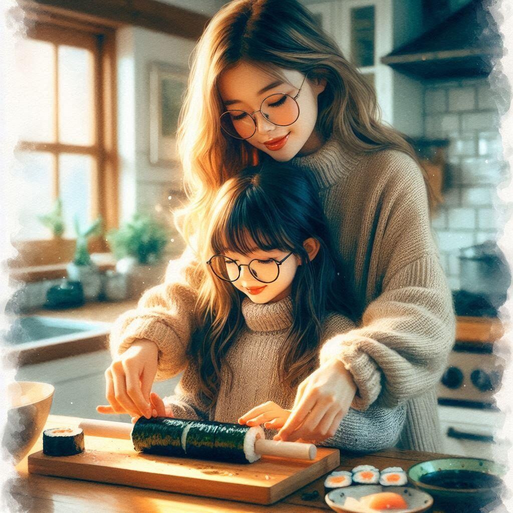 妹に何かをまく