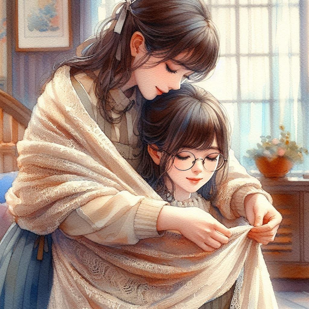 妹に何かをまく