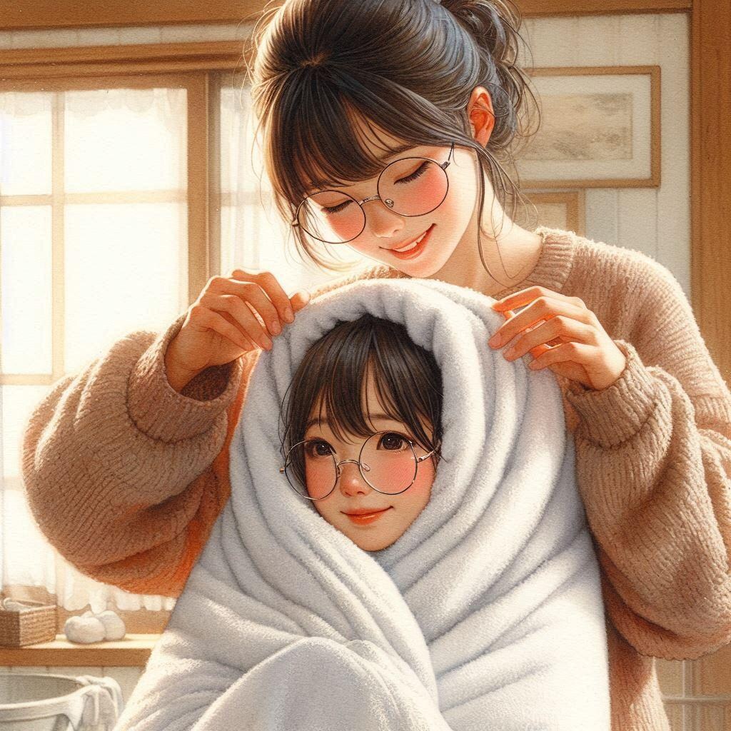 妹に何かをまく