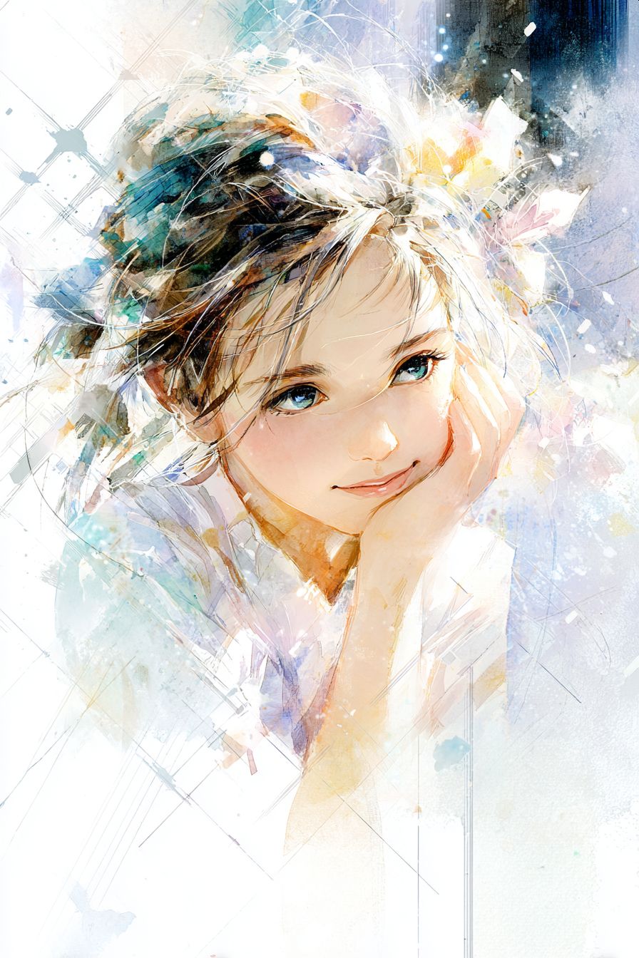 水彩画風ポートレート | の人気AIイラスト・グラビア