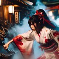 神社で魔物と戦う少女 9枚目