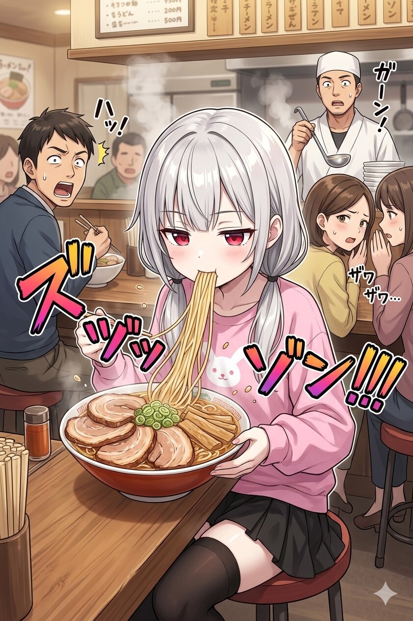 ラーメンを啜る音