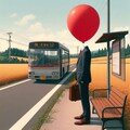 バスを待つ風船頭の男🎈 4枚目