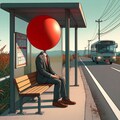 バスを待つ風船頭の男🎈 8枚目