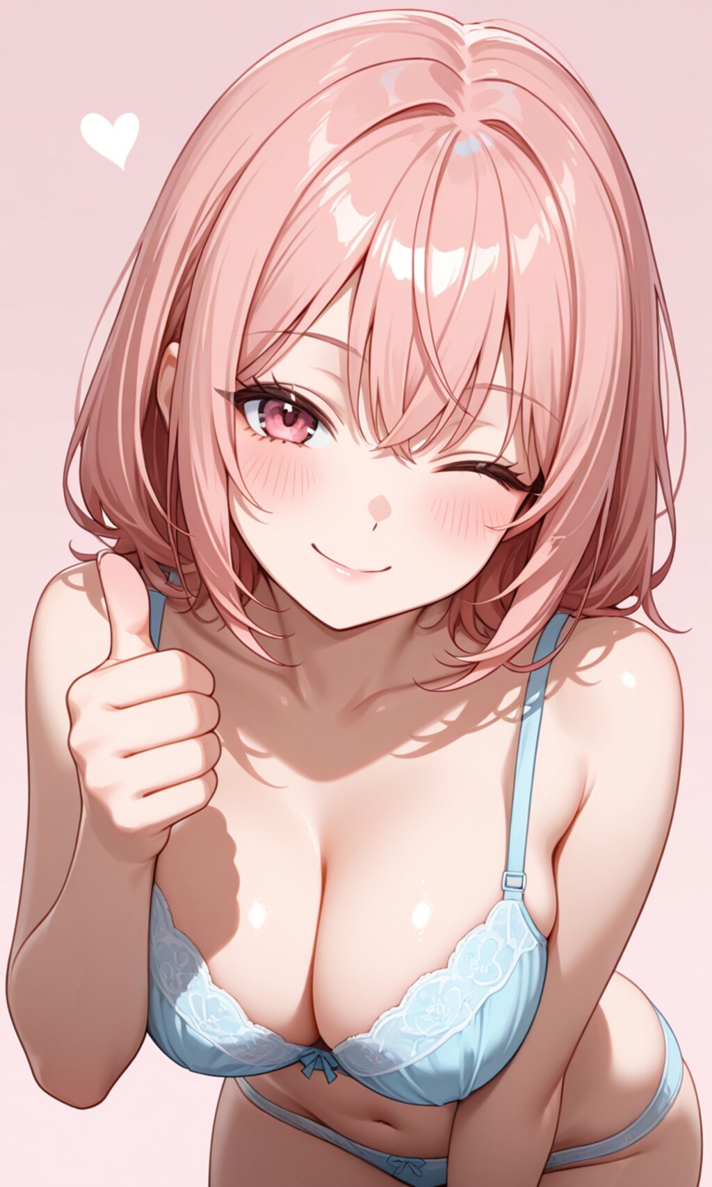 下着姿でウインク