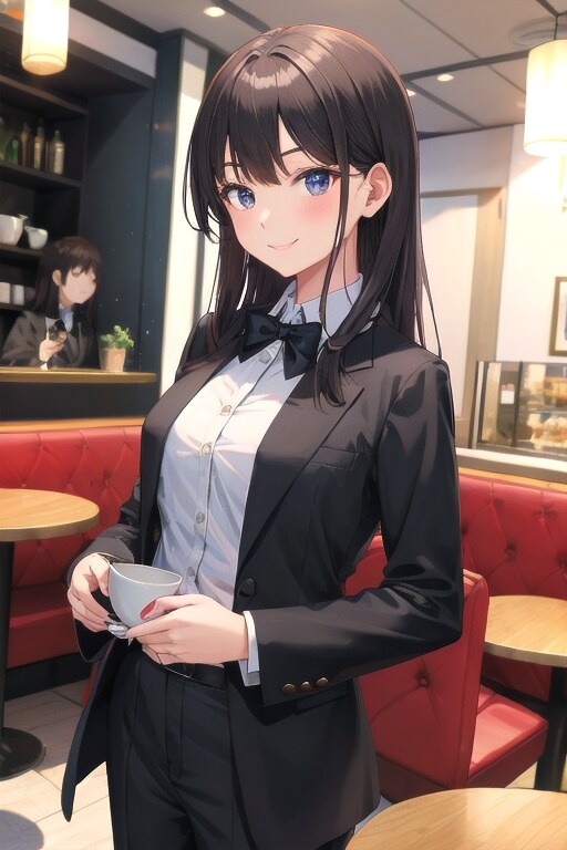 タキシード美少女エリカ　カフェで談話中