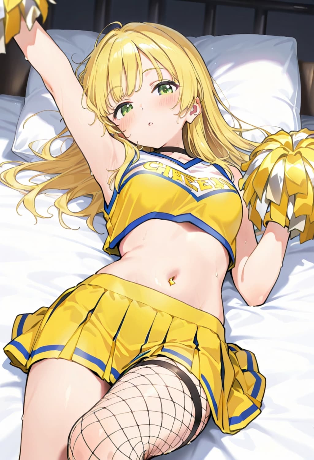 ベットで応援するチアガール