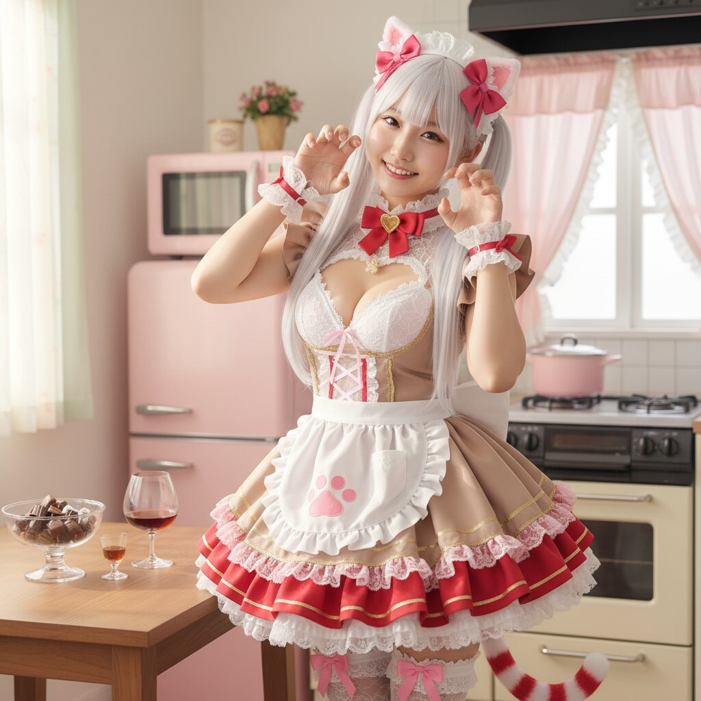 白ツイにゃん。バレンタイン。キッチンドランカー