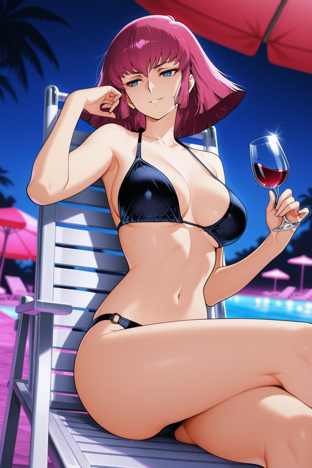 ハマーン様の優雅な休日👙🍷🌃❤️