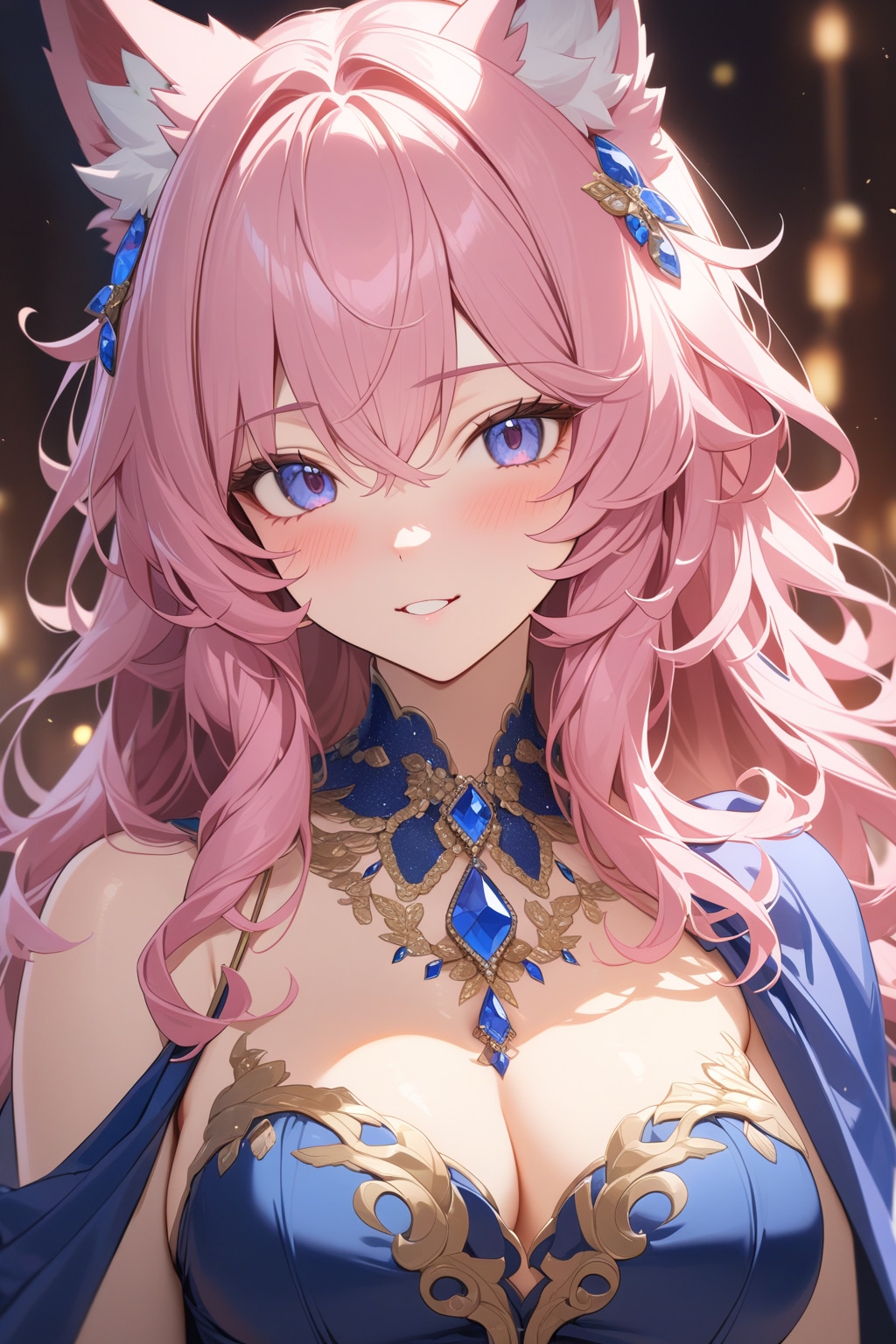 お耳ピコピコのピンク色の狼娘