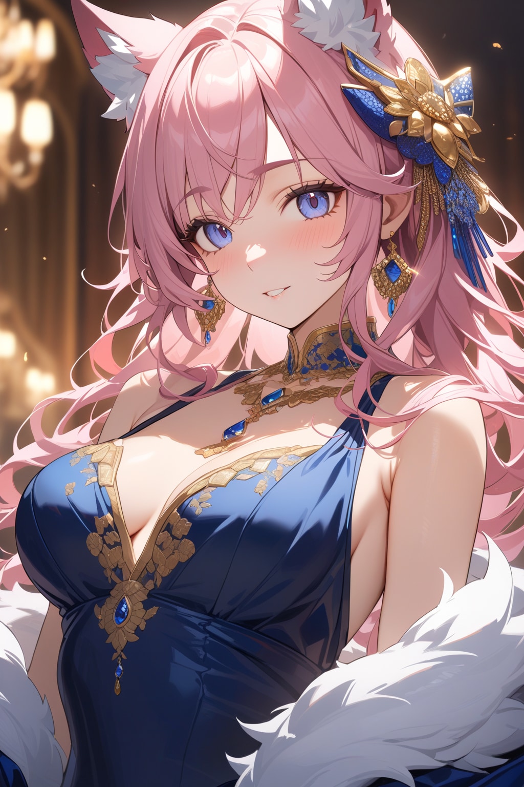 お耳ピコピコのピンク色の狼娘