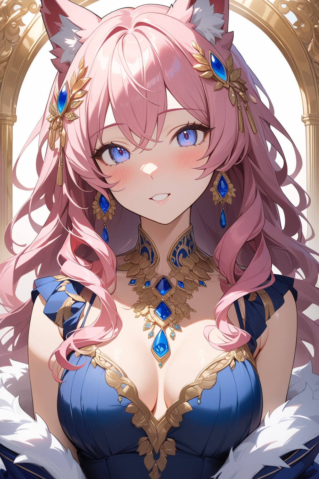 お耳ピコピコのピンク色の狼娘