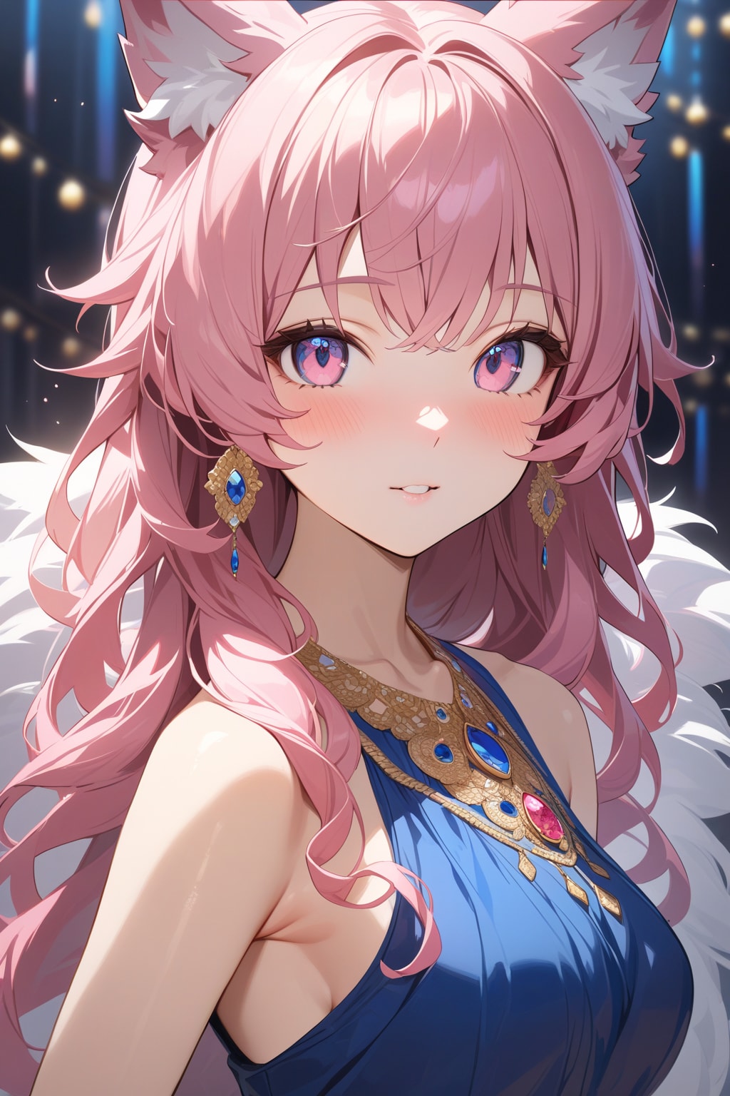 お耳ピコピコのピンク色の狼娘