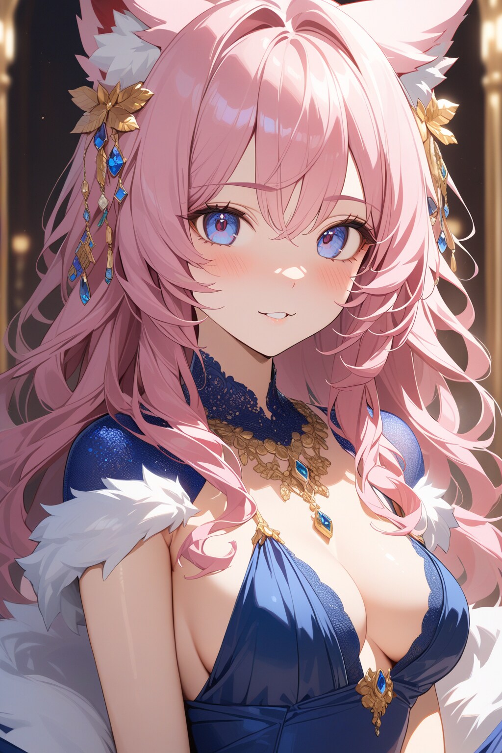 お耳ピコピコのピンク色の狼娘