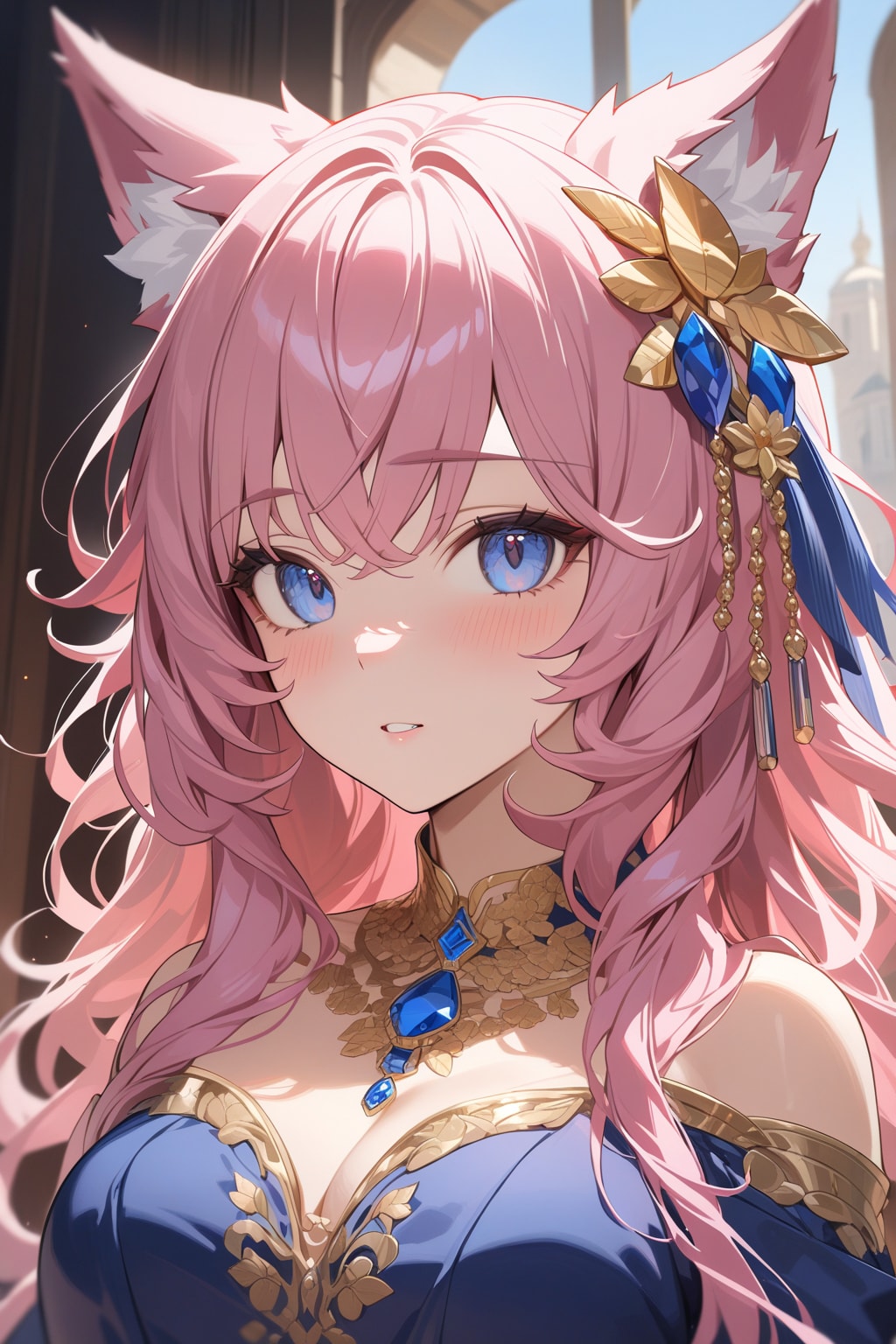 お耳ピコピコのピンク色の狼娘