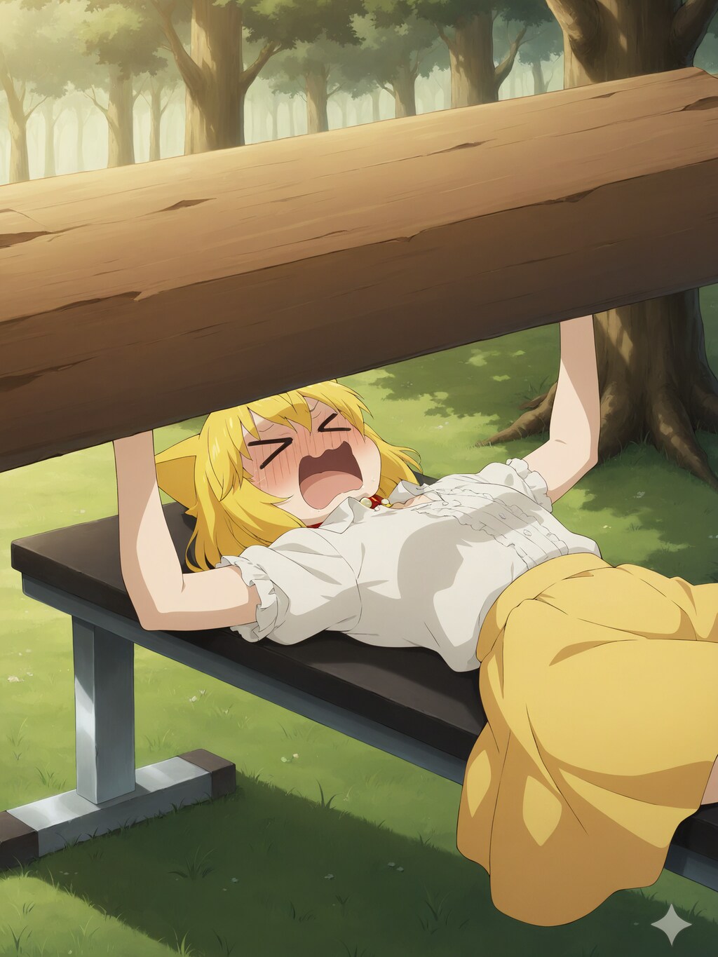 公園で遊び疲れてちょっと一息つくため木陰のベンチに腰を下ろそうとしたらそこにあったのは筋トレする時に使うベンチだったのでとりあえずそのまま流れに任せてワークアウトを開始す…