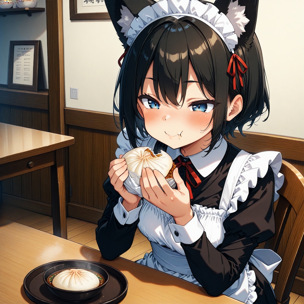 肉まんをつまみ食い