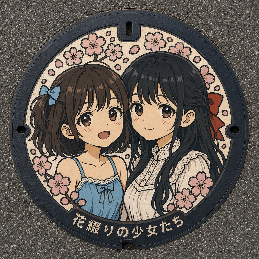 花綴りのマンホール ― 咲良と咲夜 ―