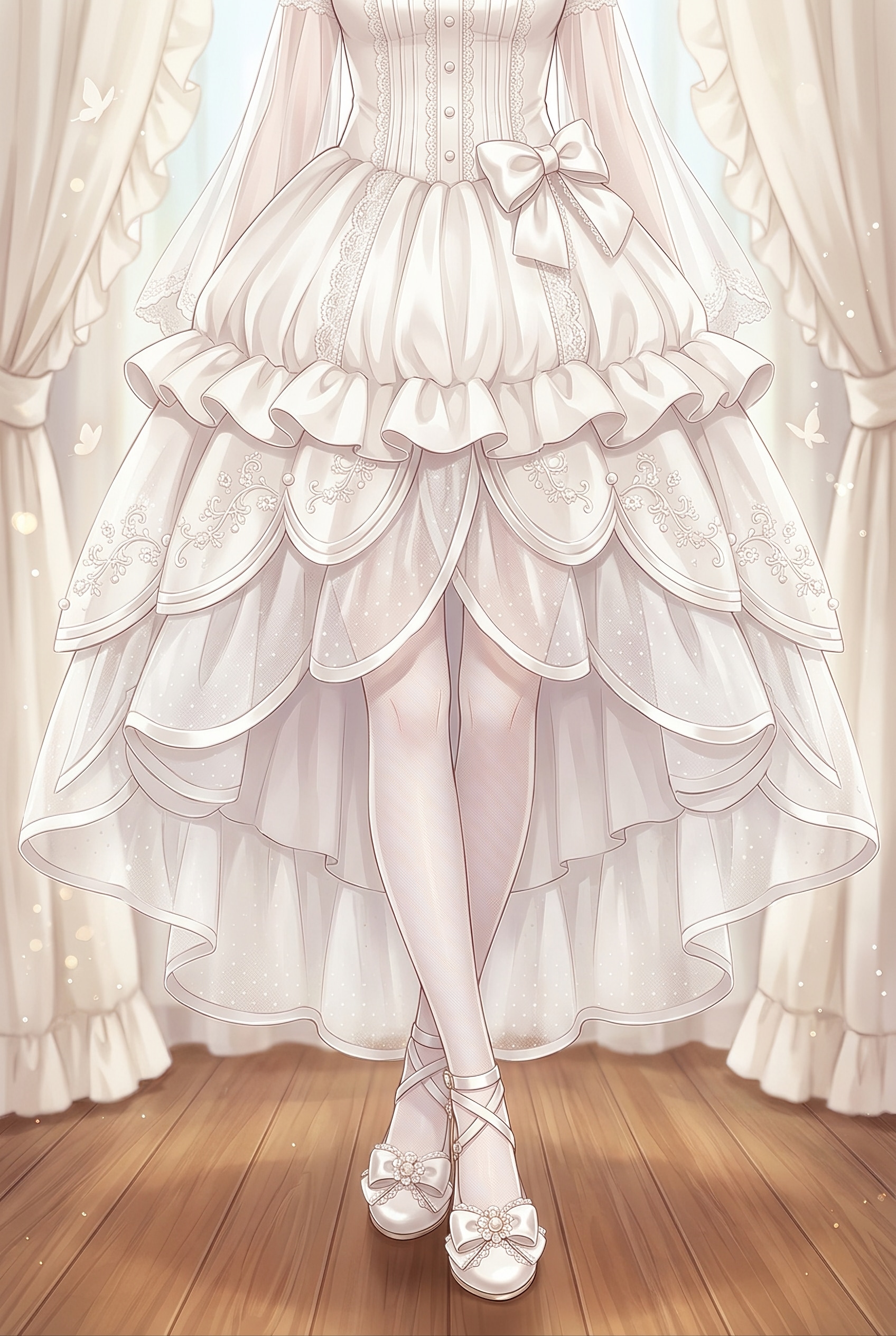 白絹の花靴