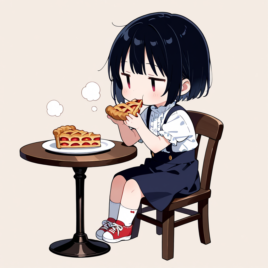 アップルパイを食べる