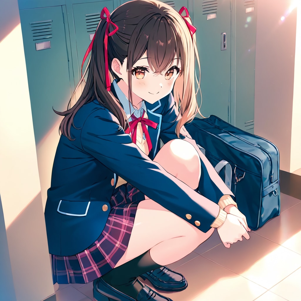 しゃがみ少女 | の人気AIイラスト・グラビア