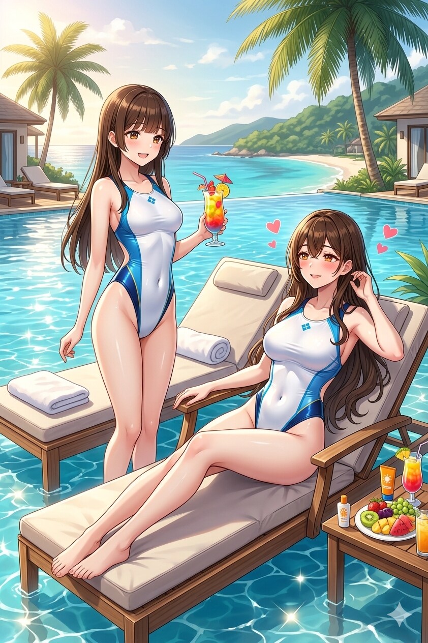 バカンスするメグナナ母娘