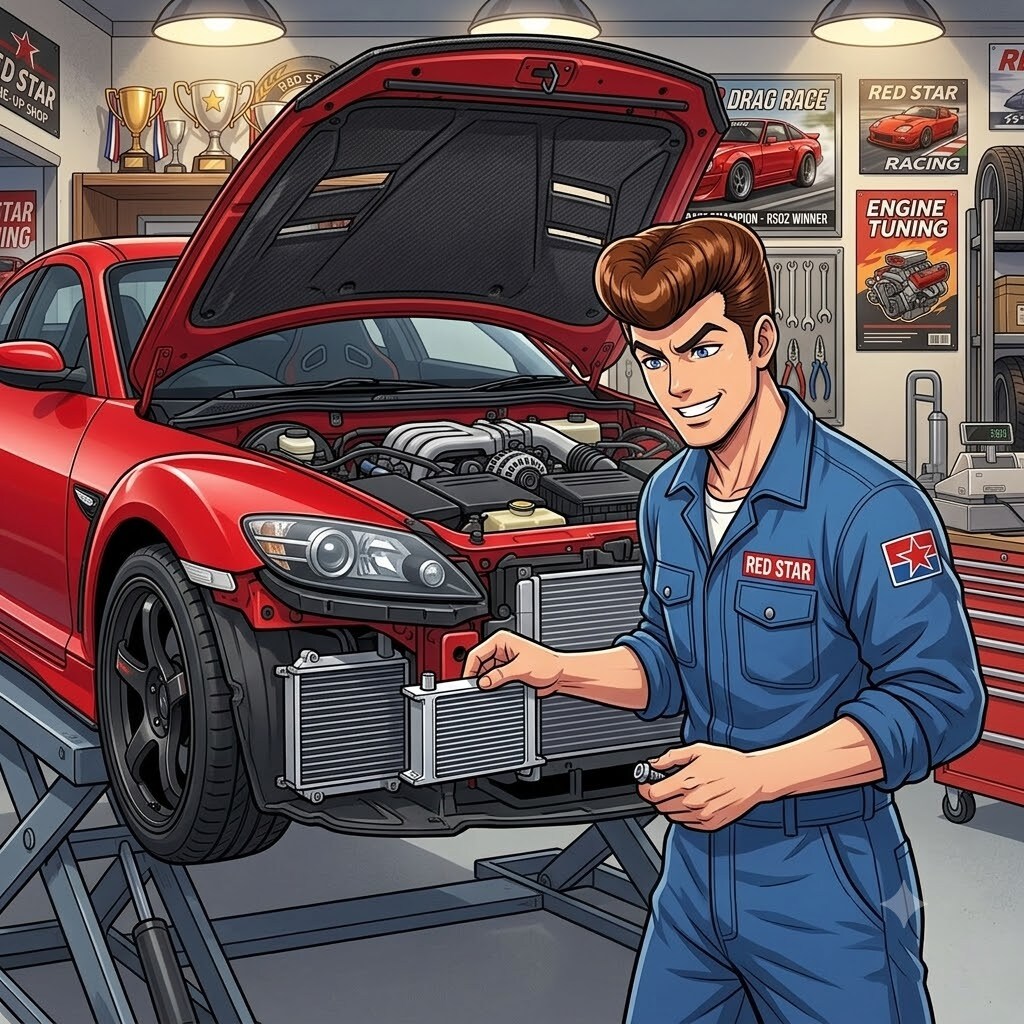 没落品 RX-8 後付オイルクーラー取り付け作業