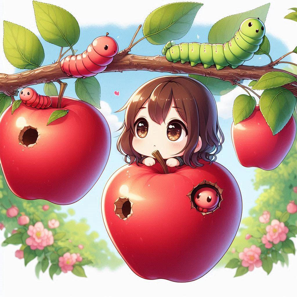 閲覧注意！虫食いリンゴ