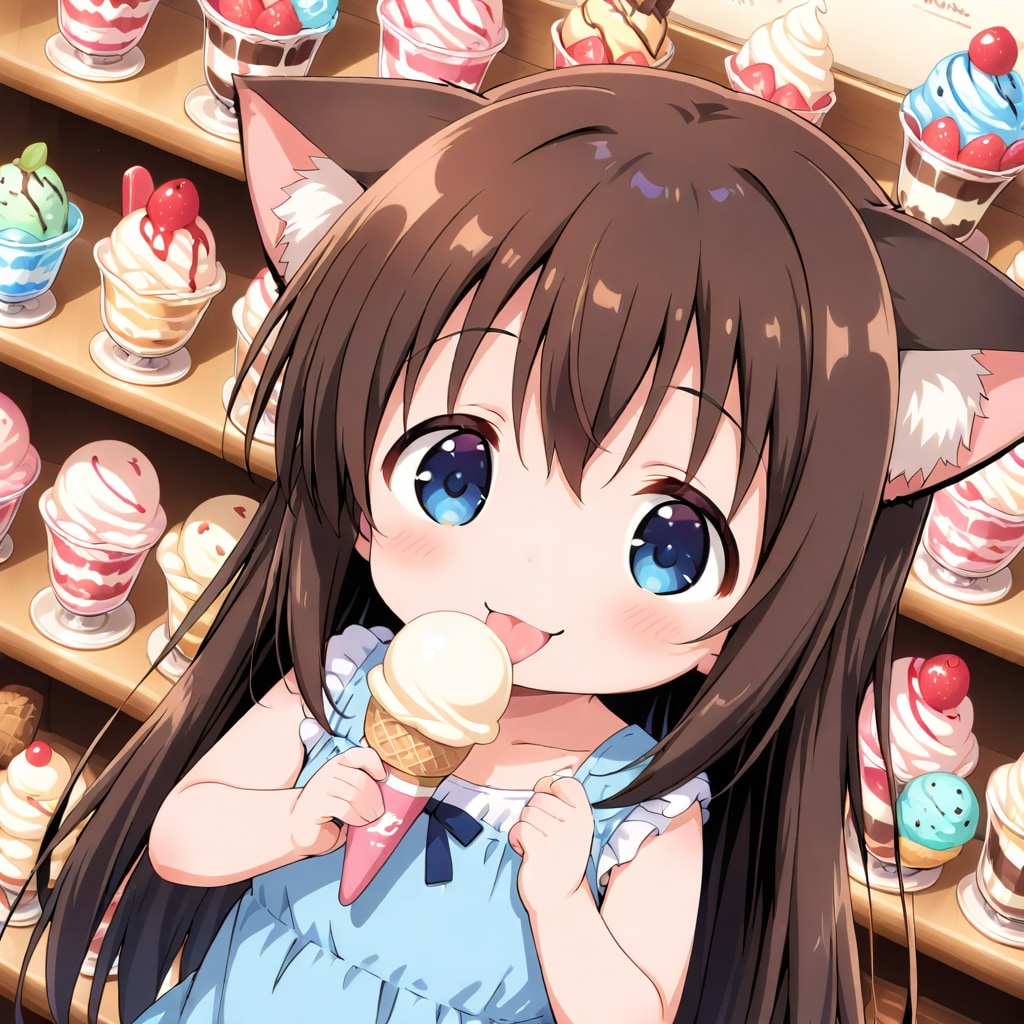 アイスを食べる小さな女の子