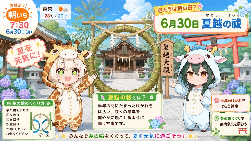 神社を参拝するキリン着ぐるみちび子ちゃん