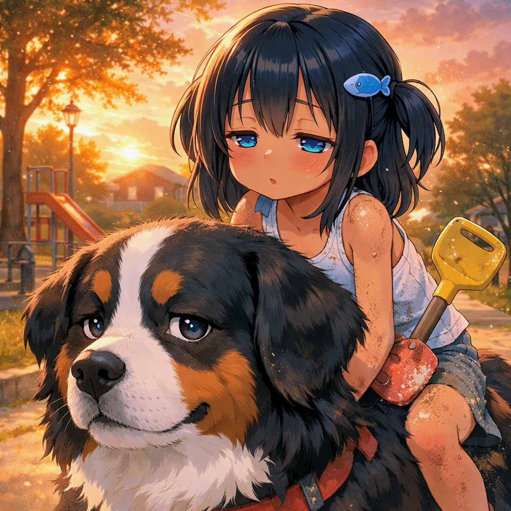 公園で遊び疲れたこなつちゃん