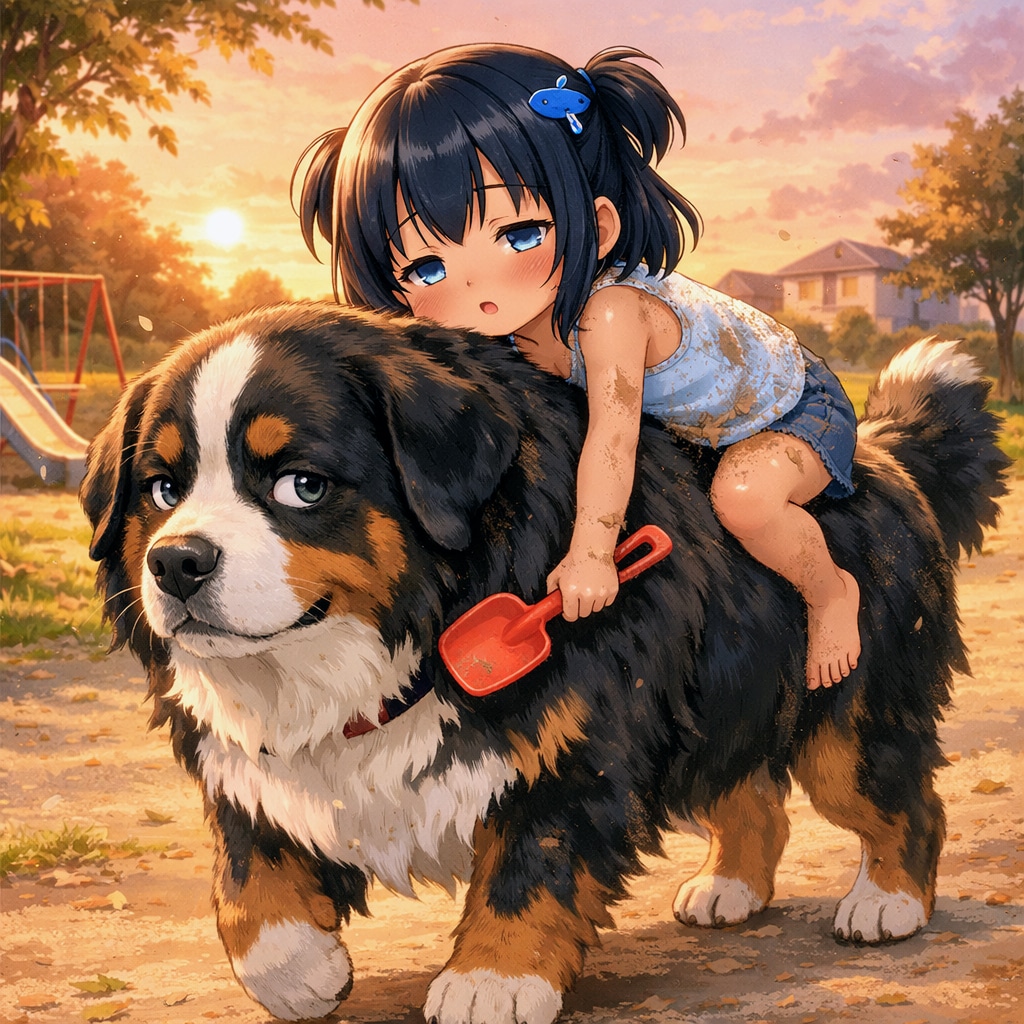 公園で遊び疲れたこなつちゃん