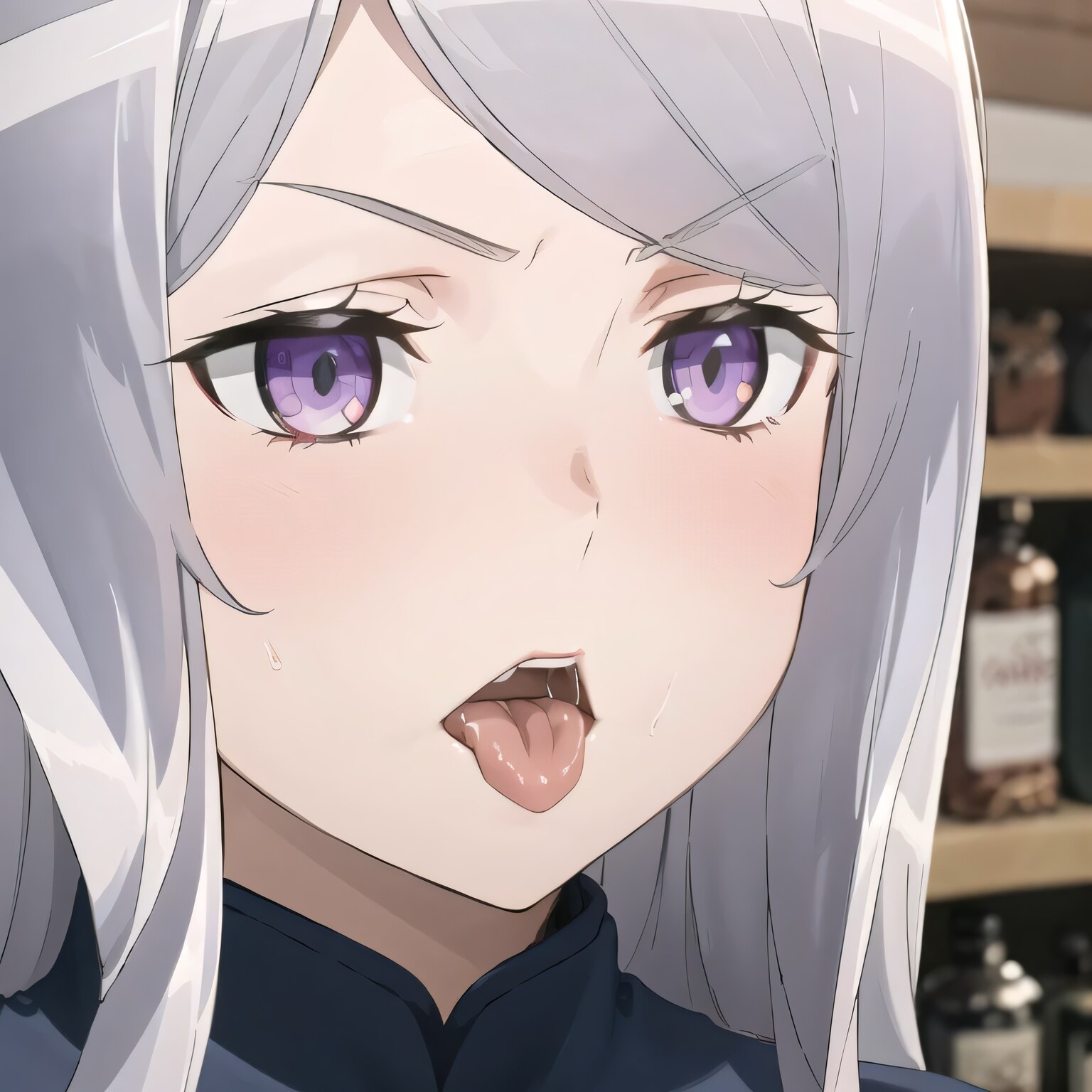 銀髪ロングの舌出し少女３ | の人気AIイラスト・グラビア