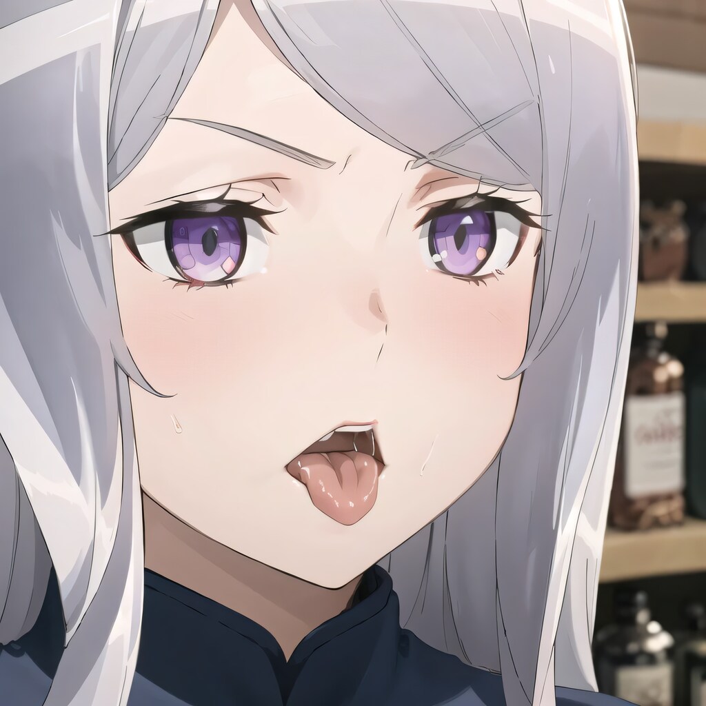 銀髪ロングの舌出し少女３