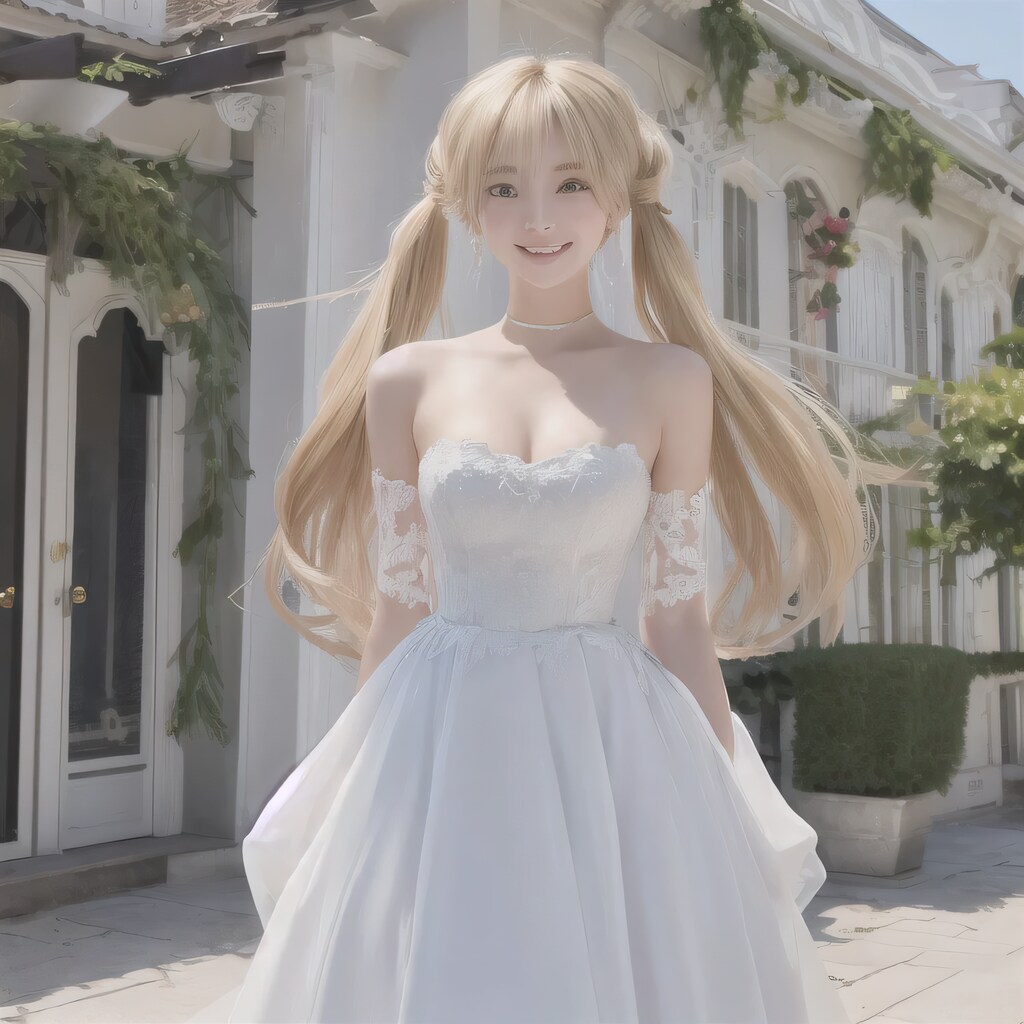 金髪ロングでウェディングドレスの美女４