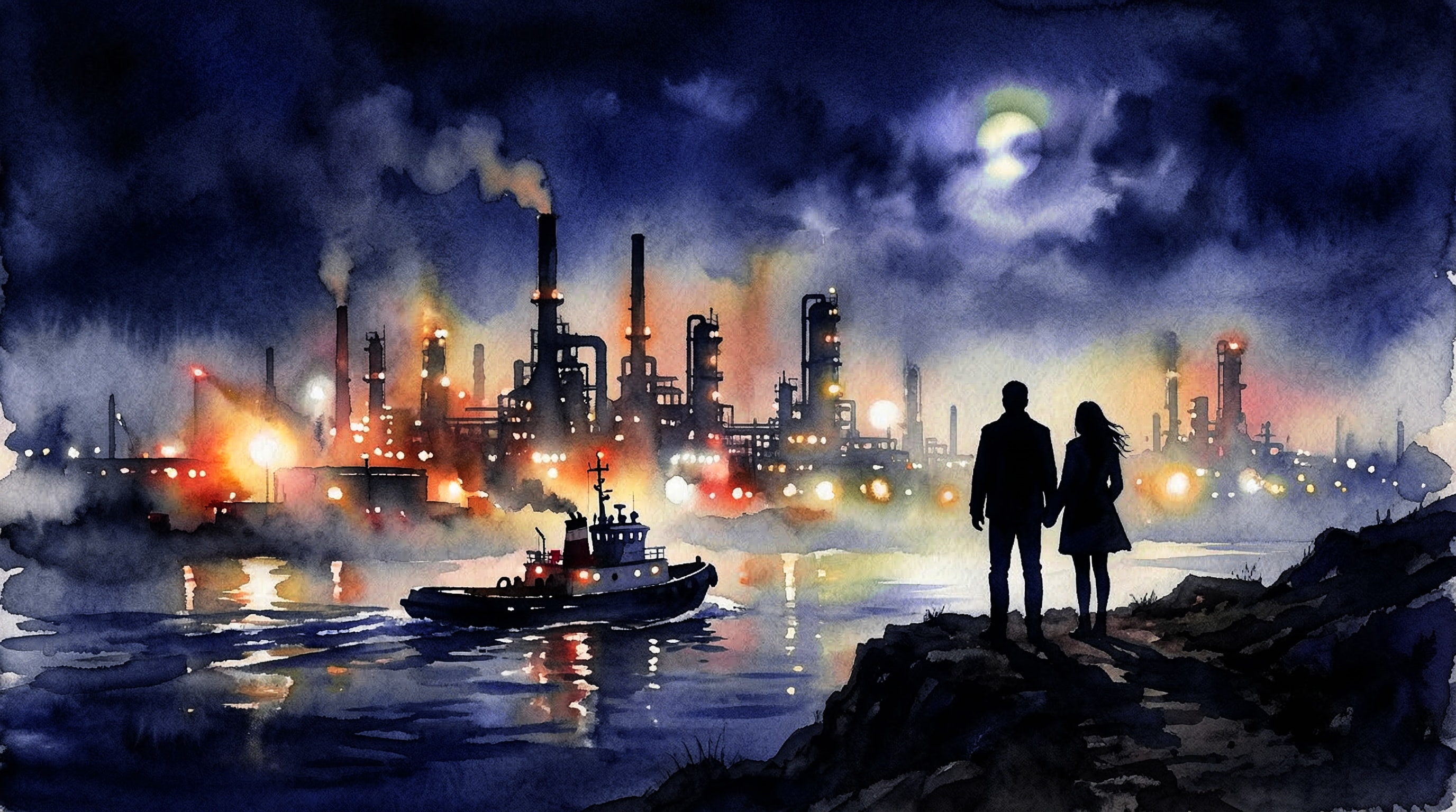 夕靄の工場夜景 | の人気AIイラスト・グラビア