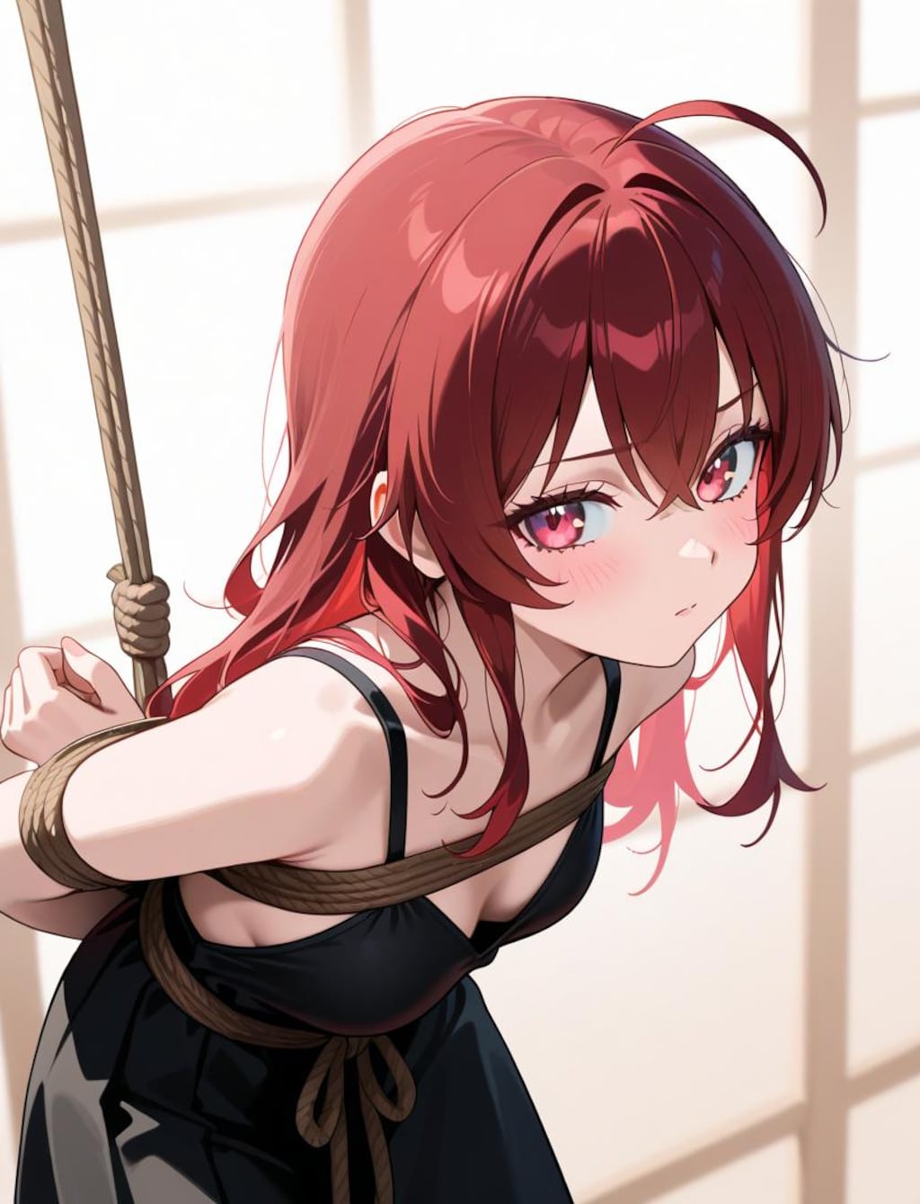 縛られ赤髪少女