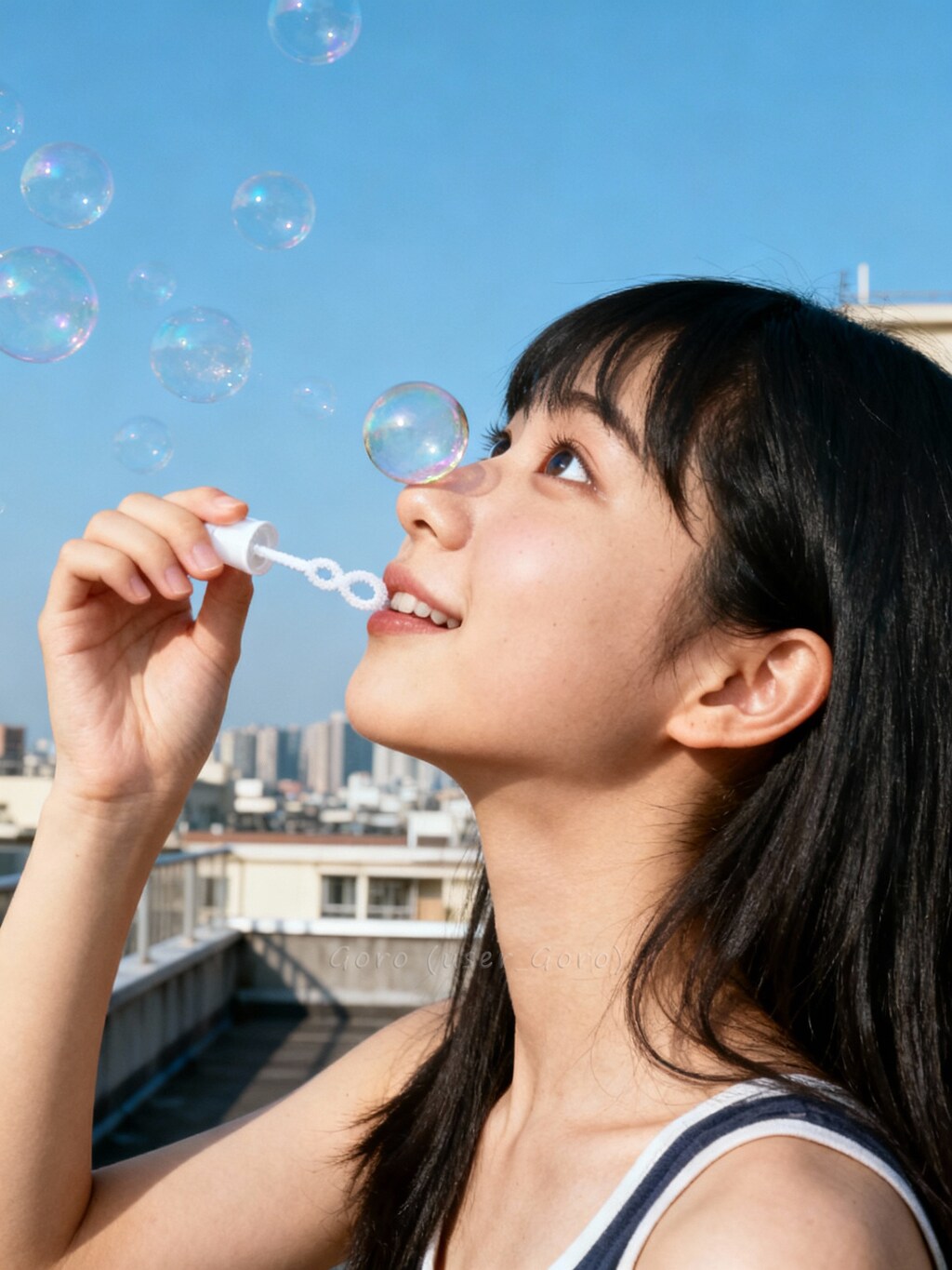 シャボン玉くっついた