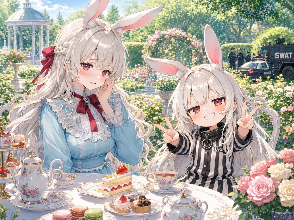うさぎさんと不穏なお茶会 【誕生日FAお礼 for cyan motoさん】