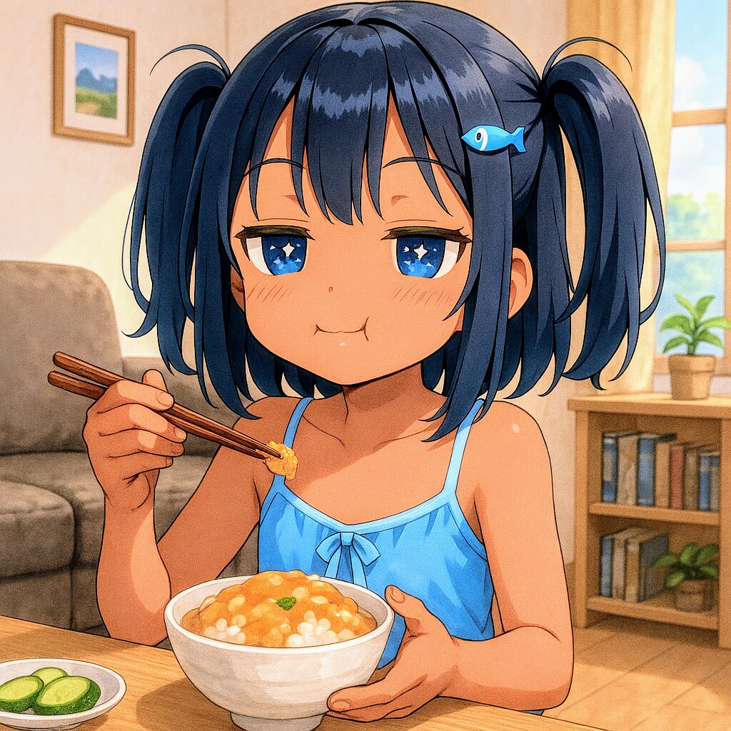 味噌汁かけご飯を食べるこなつちゃん