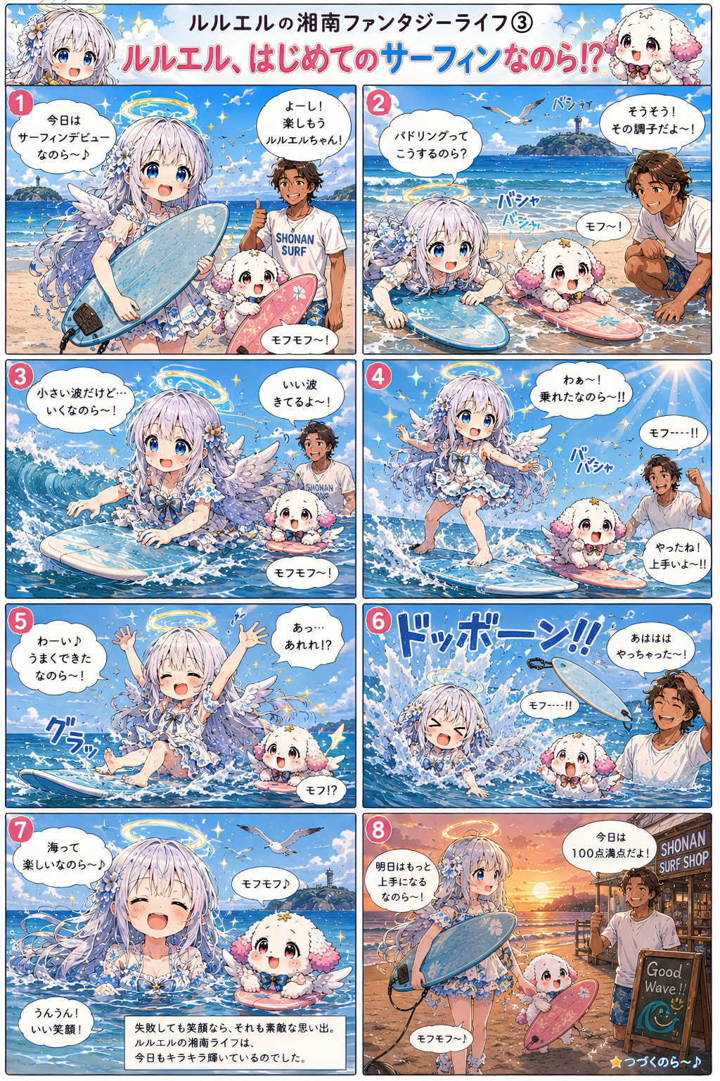 ルルエル、はじめてのサーフィンなのら～！
