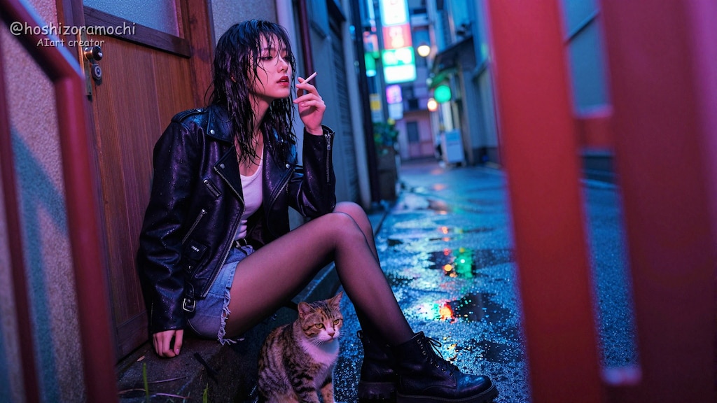 雨上がりの東京裏路地