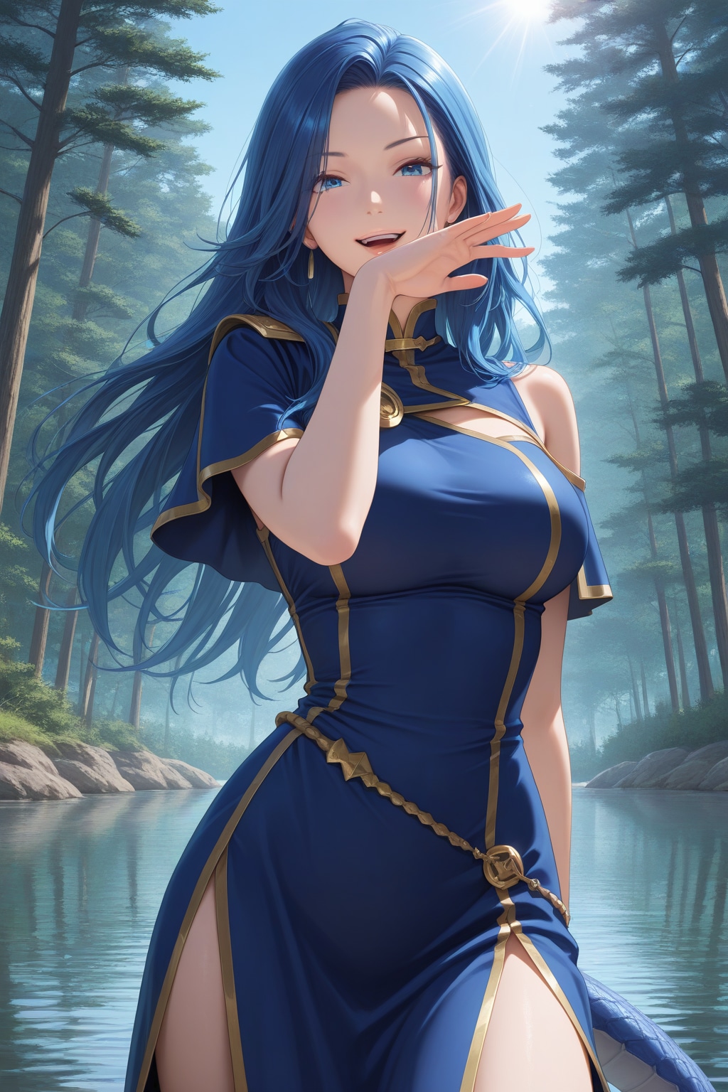 水龍を扱うお姉さん