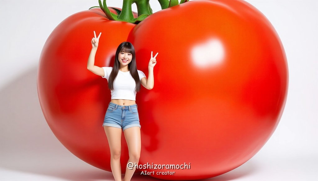巨大トマトとのフレンドリーな出会い - A friendly encounter with a giant tomato
