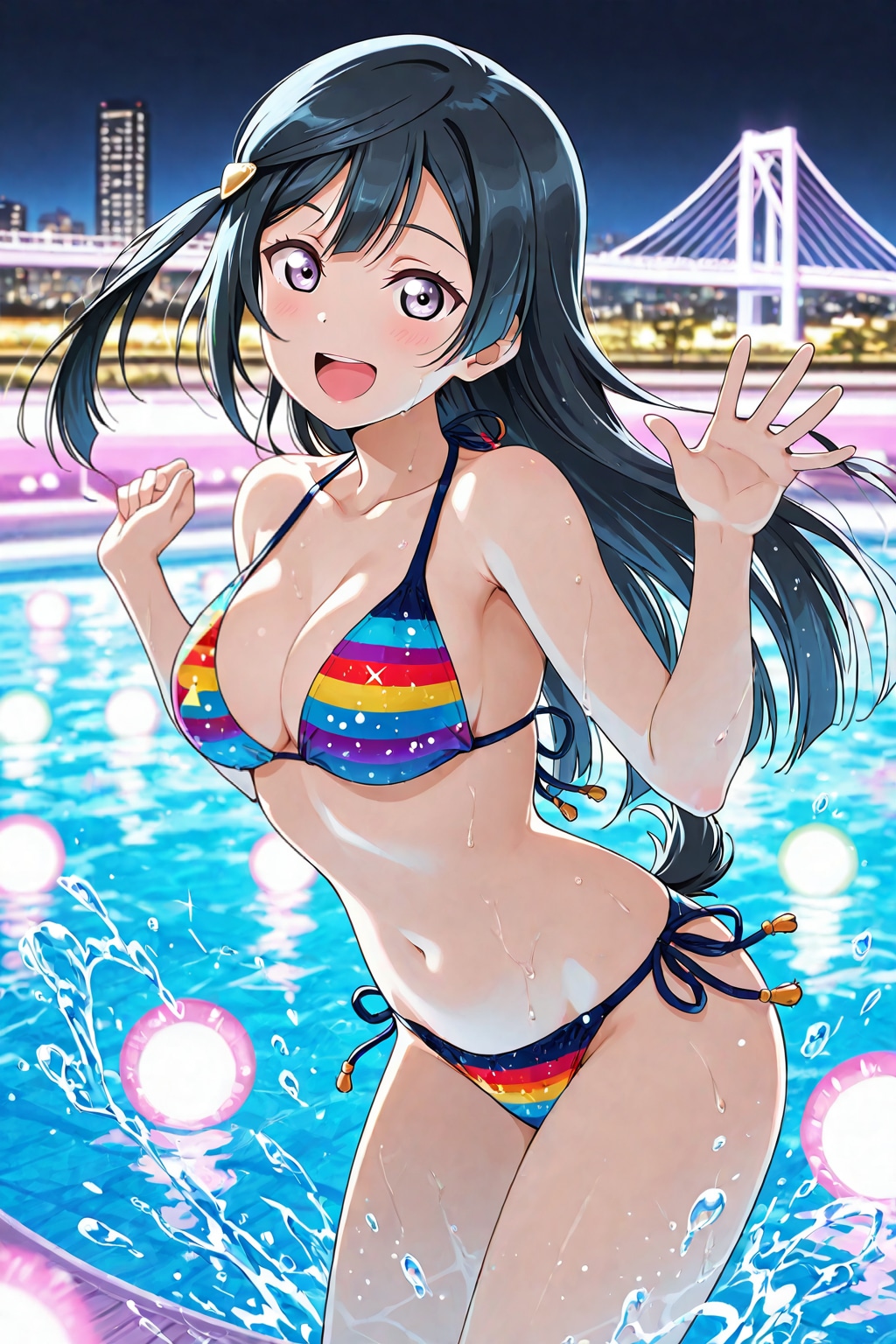 ナイトプールで息抜きの優木せつ菜🌈👙🌃❤️